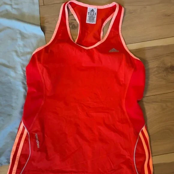 Adidas size Large womens athletic work out tank top gym orange - Picture 2 of 5